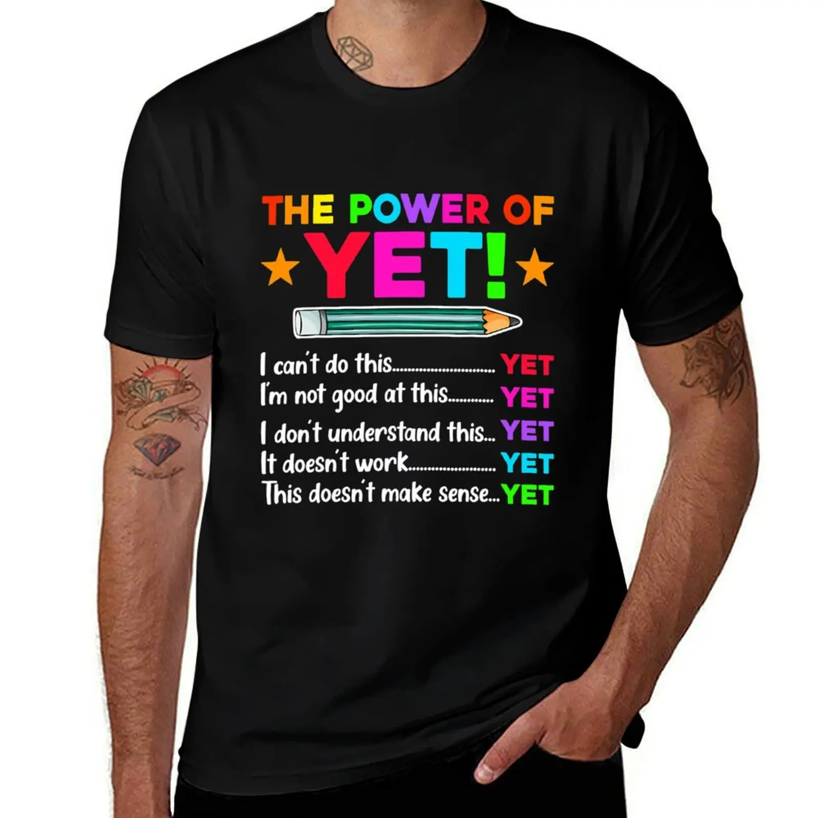 The Power Of Yet Inspirational Growth Mindset Teacher T-Shirt Sport Basic Moisture Wicking Tee T-Shirt