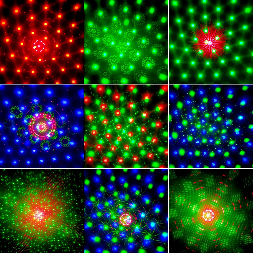 Bola de discoteca láser para DJ, luz de escenario roja, verde, azul, proyector de fiesta, Luces de decoración de vacaciones para Club de Navidad al aire libre