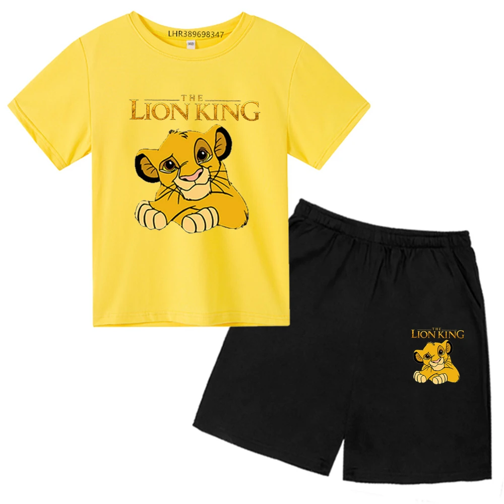 

Disney's The Lion King summer Anime Printing Children T-shirts Suits 2-12 Years Boys Girl Casual Tops Short Sleeve Clothes Sets