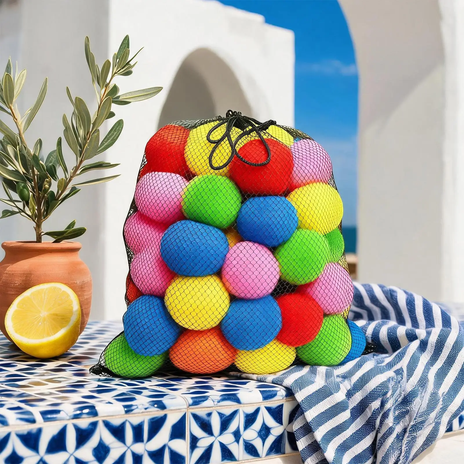 Water Balls For Kids 60 Pieces Refillable Reusable Sponge Toy 9 Colors Pool Water Balls For Kids Summer Outdoor Party Backyard