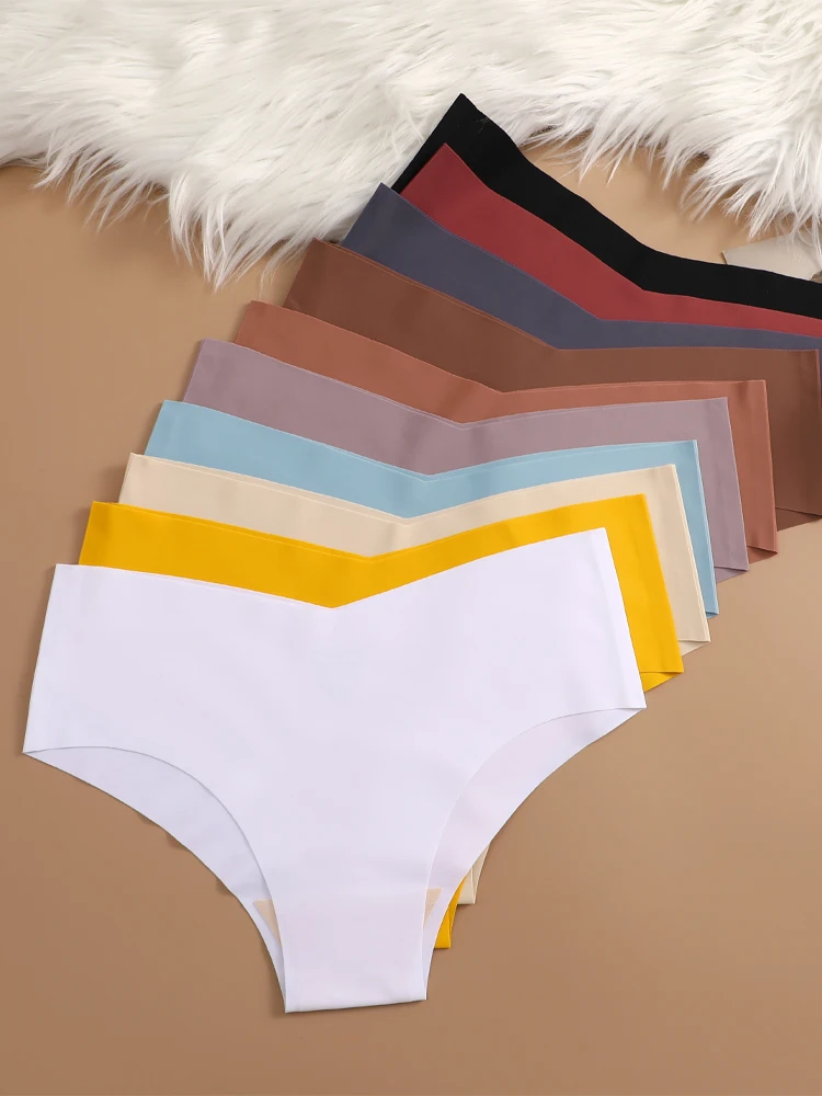 5 قطعة سراويل داخلية رفيعة للغاية بدون خياطة للنساء صديقة للبشرة سراويل محببة مثيرة من الحرير تسمح بمرور الهواء ملابس داخلية رياضية غير مرئية