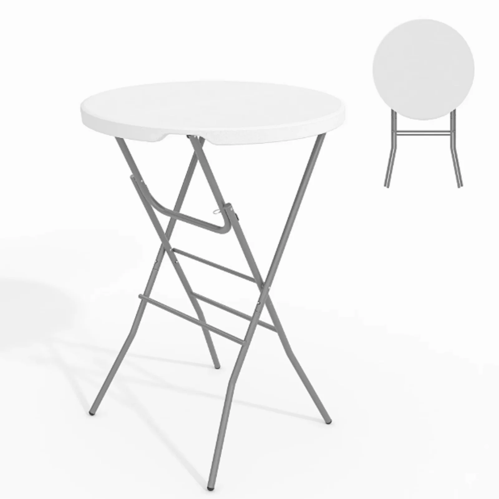 Folding Table 3 Pack, 32 Inch Foldable Cocktail Bar, High Top Round Folding Bar Tables No Assembly, Portable Bistro