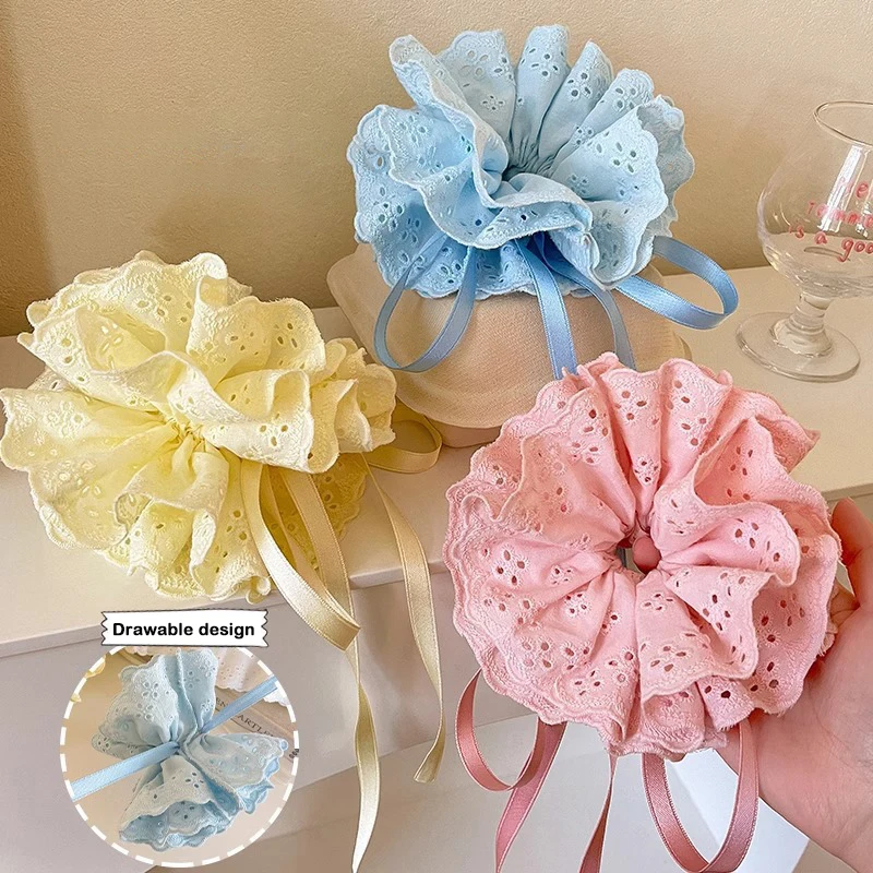 Elegancka czterowarstwowa koronkowa wstążka koronkowa pusta szeroka gumka do włosów dla kobiet dziewczynki moda słodka ozdoba do włosów