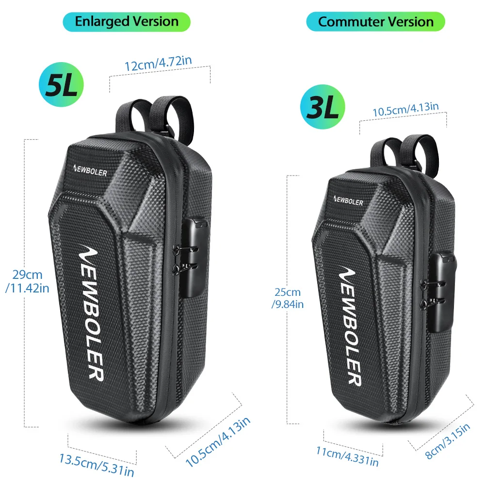 NEWBOLER 3L/5L Elektroroller-Tasche Zubehör Elektrofahrzeug-Tasche mit Zahlenschloss Wasserdichte Roller-Vordertasche Fahrradtasche ﻿ – Detail 1