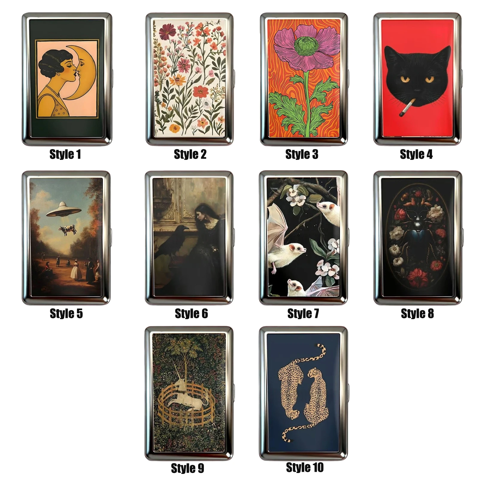 Vintage-Stil Metall-Zigarettenetui im Art-Deco-Design, Schlankes Etui für Blunts, Vielseitiges Etui für Karten und Bargeld für Damen und Herren – Detail 4