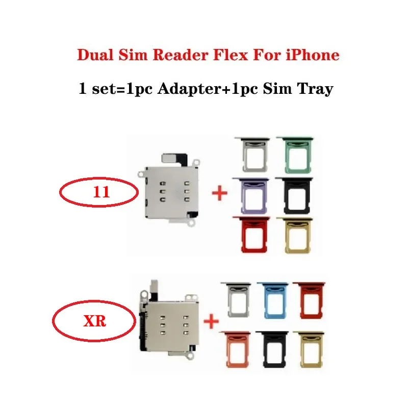 MNAZ Dual Sim Card Reader Tray Slot Holder Connector Flex Ribbon Cable for IPhone 11 XR