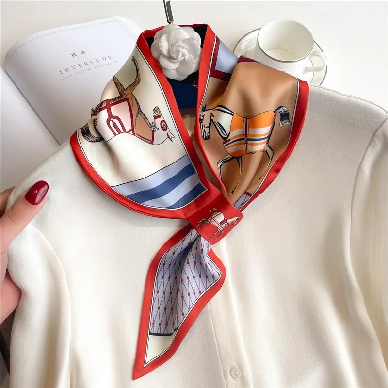 

Luxury Brand Skinny Neckerchief Scarf For Women Satin Silk Ribbons Bandana Ladies Neck Tie Wrist Wrap Shawl Echarpe