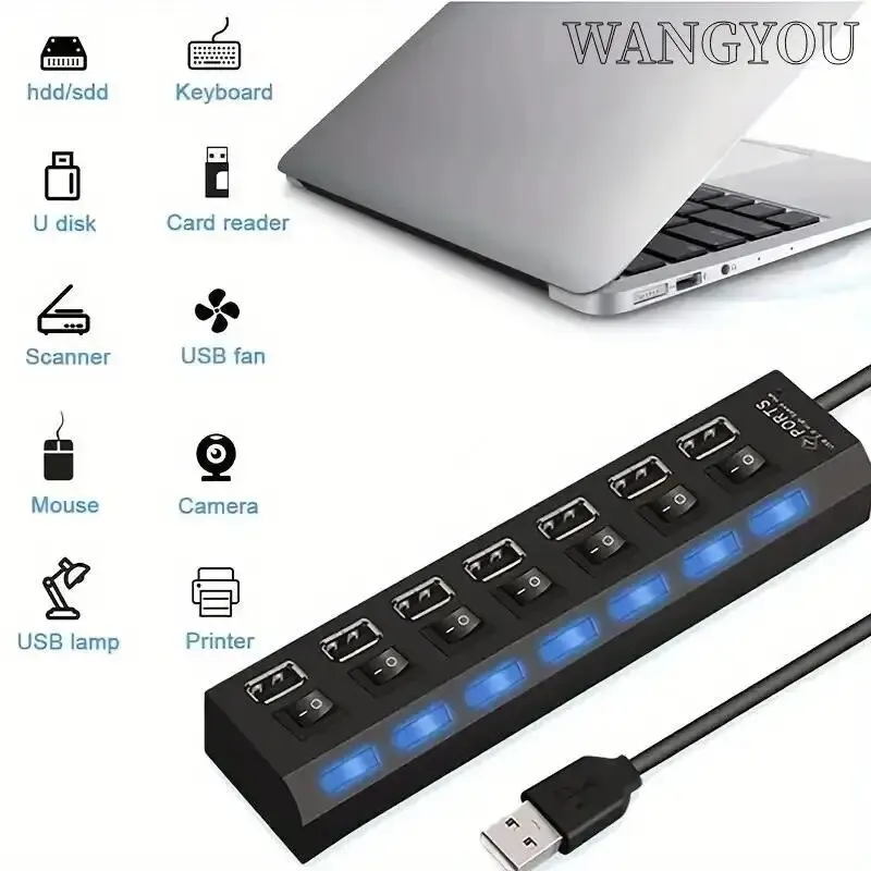 USB Hub Hub USB Adapter Multi Ports Use Power Adapter Extensor USB 2.0 PC Computer Accessories Switch USB For Laptop