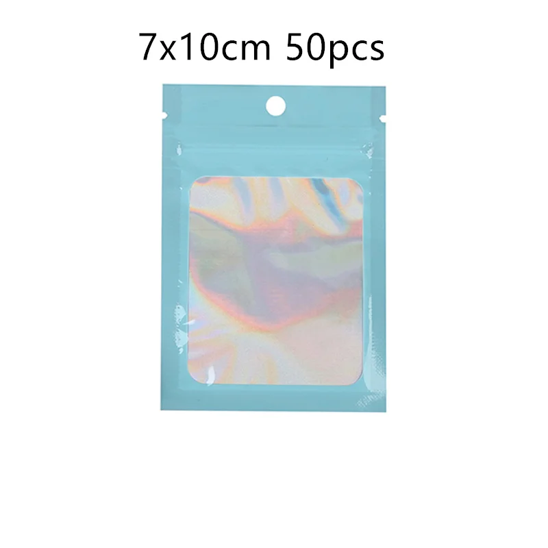 50 Stück bunte, starke Druckverschlussbeutel aus Kunststoff, selbstdichtender Beutel mit Reißverschluss, Taschen mit Reißverschluss, Armbänder, Halsketten, Ringe, Schmuckverpackung