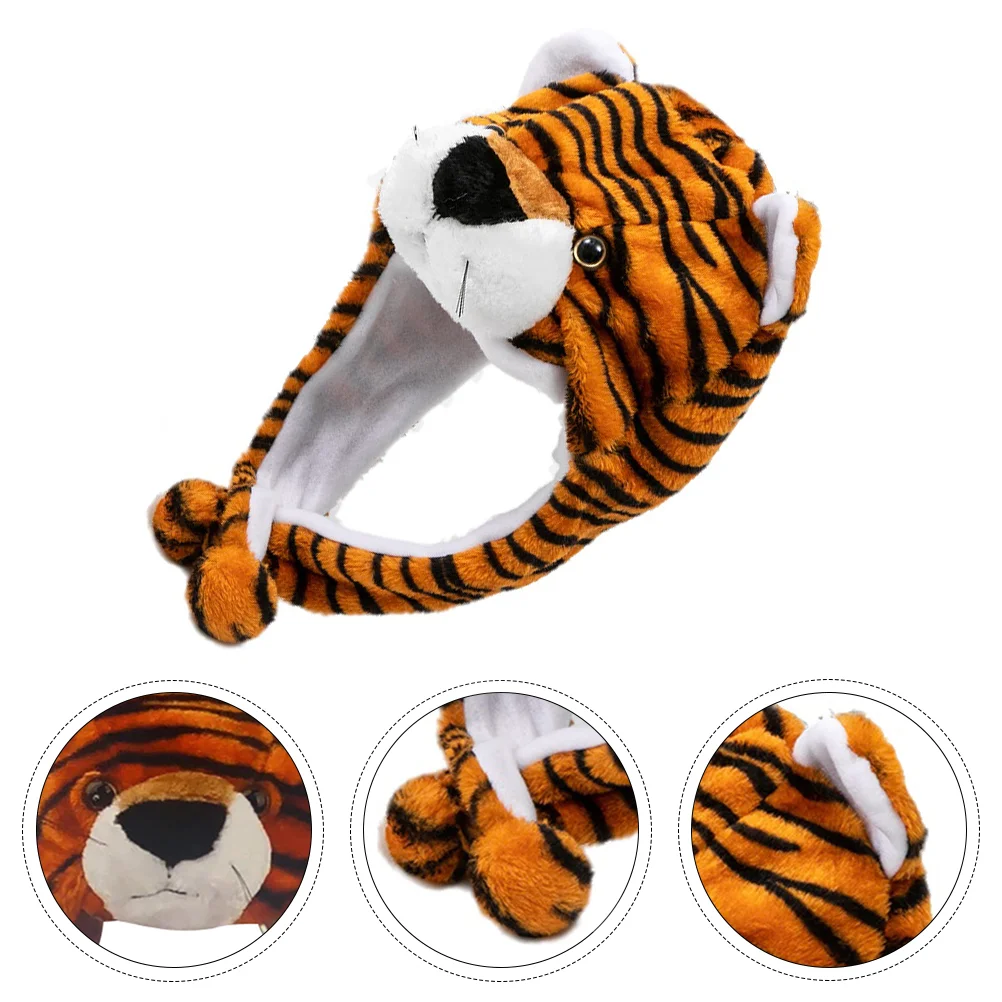 Tiger Headgear Clothes for Kids Decorative Hat Animal Brown Toddler Children Dress