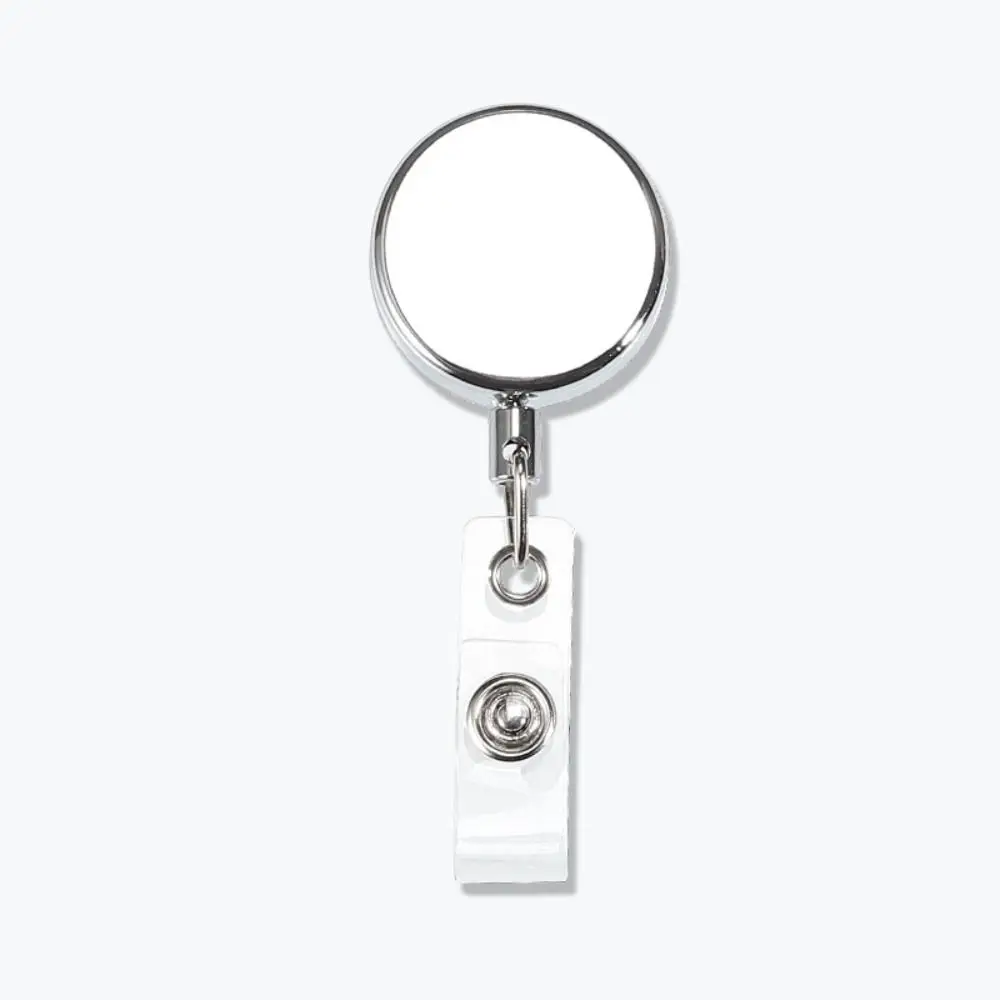 Anti-Lost Retractable Badge Reel Name Tag Keyring Clips ID Badge Holder Keychain Alloy Easy To Pull Buckle Office Accessories