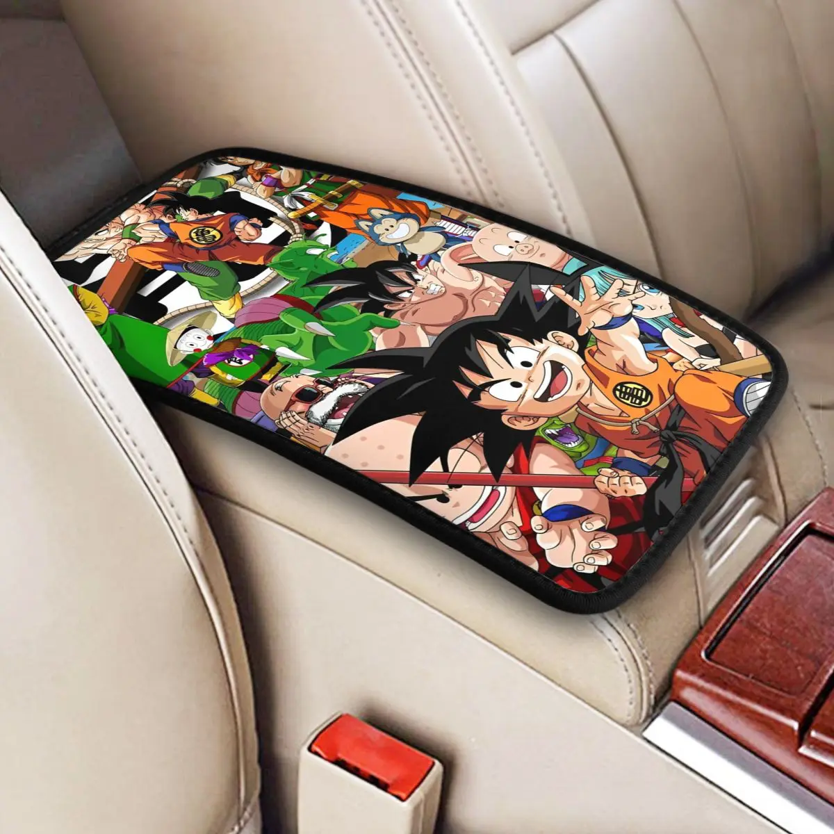 Dragon Ball Z Anime Car Arm Rest Cover Mat DBZ Goku Universal Leather Center Console Cover Pad Auto Styling Interior Accessories