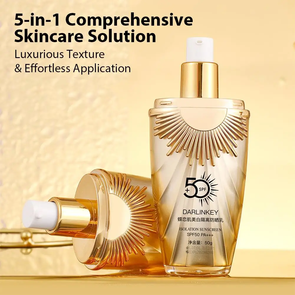 5 in 1 Sunscreen for Face SPF 50+ Hydrate Moisturizing BB Cream Lightweight Face Isolation Sunblock Cream Whitening Refreshing