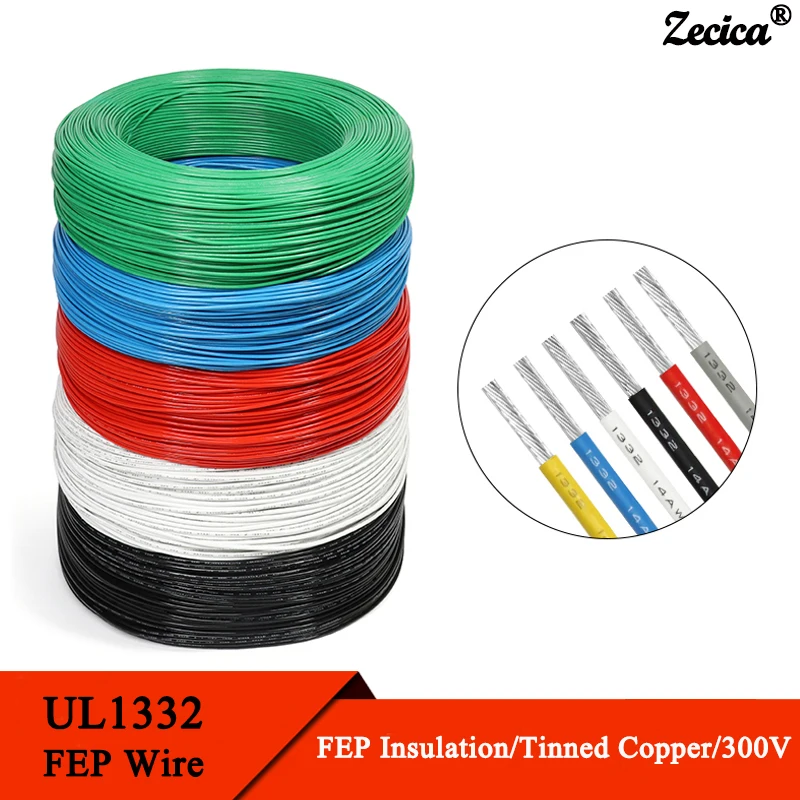 UL1332 PTFE Wire FEP Plastic Insulated 30/28/26/24/22/20/18/16/14/13/12/11/10AWG High Temperature Electric Cable for 3D Printer