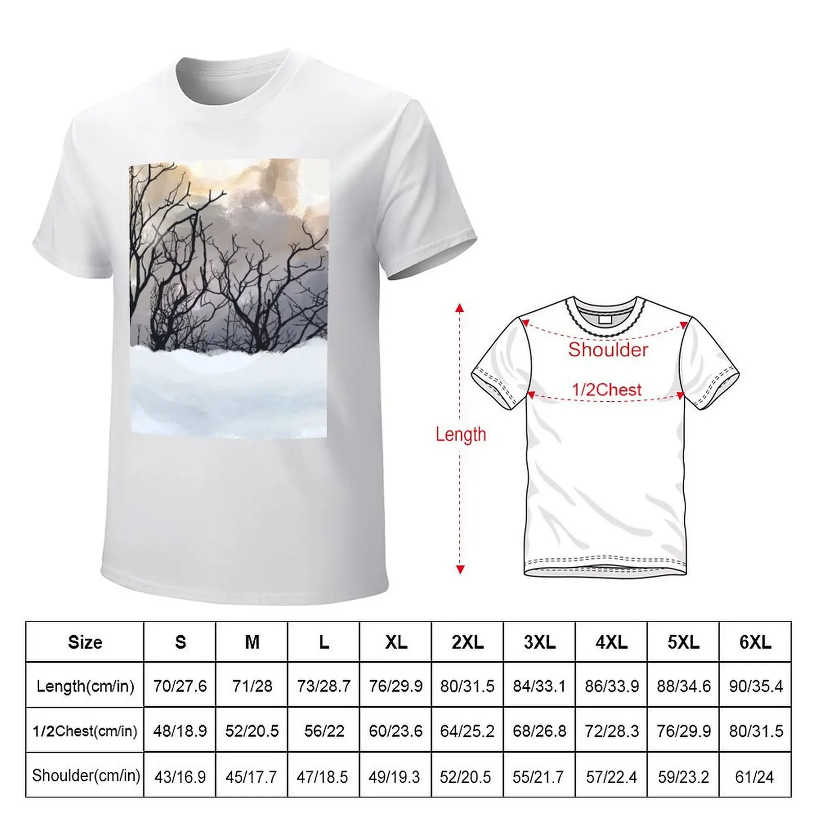 Solitary winter snow forest scene T-Shirt cute clothes plain sublime aesthetic clothes mens vintage t shirts