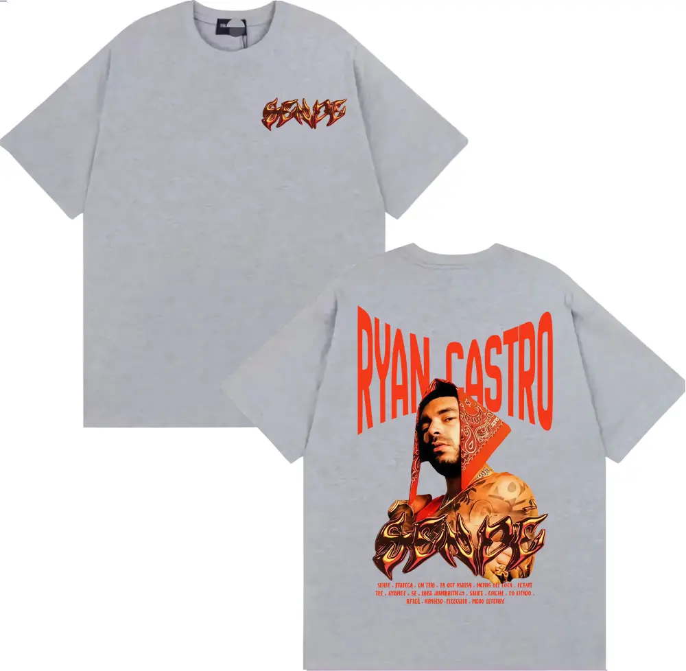 مغني الراب ريان كاسترو ألبوم جولة الجرافيك تي شيرت الرجال النساء موضة الهيب هوب خمر تي شيرت القطن عادية تي شيرتات قصيرة الاكمام بلايز #5