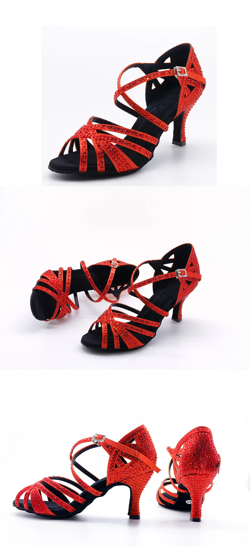 CINMIDY Blaue Latein-Tanzschuhe für Damen Tango Rumba Ballsaal Tanzschuhe mit Strass für Damen Rote Hochzeitsschuhe Walzer Tanzschuhe mit Absatz – Detail 16