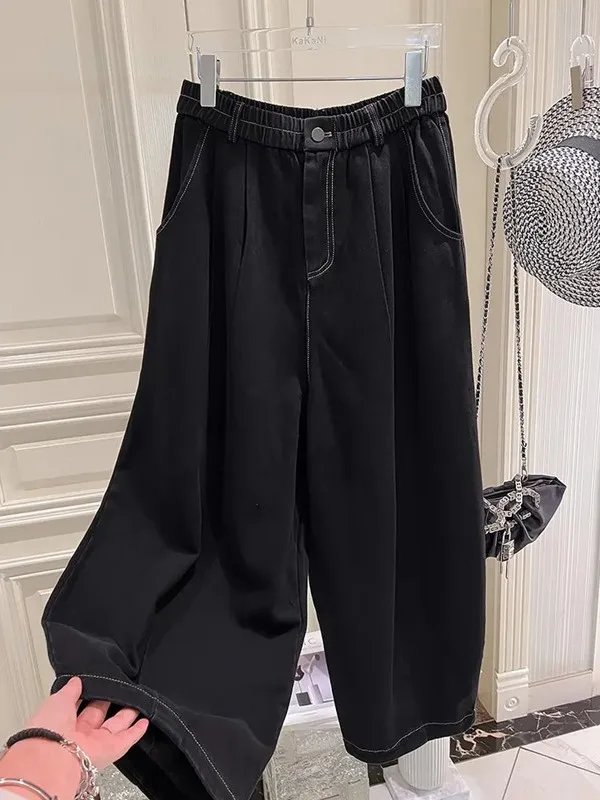 

Джинсы-фонарики унисекс больших размеров (до 300 фунтов) из выстиранного денима, свободного кроя, с широкими штанинами, в винтажном стиле, для ранней осени