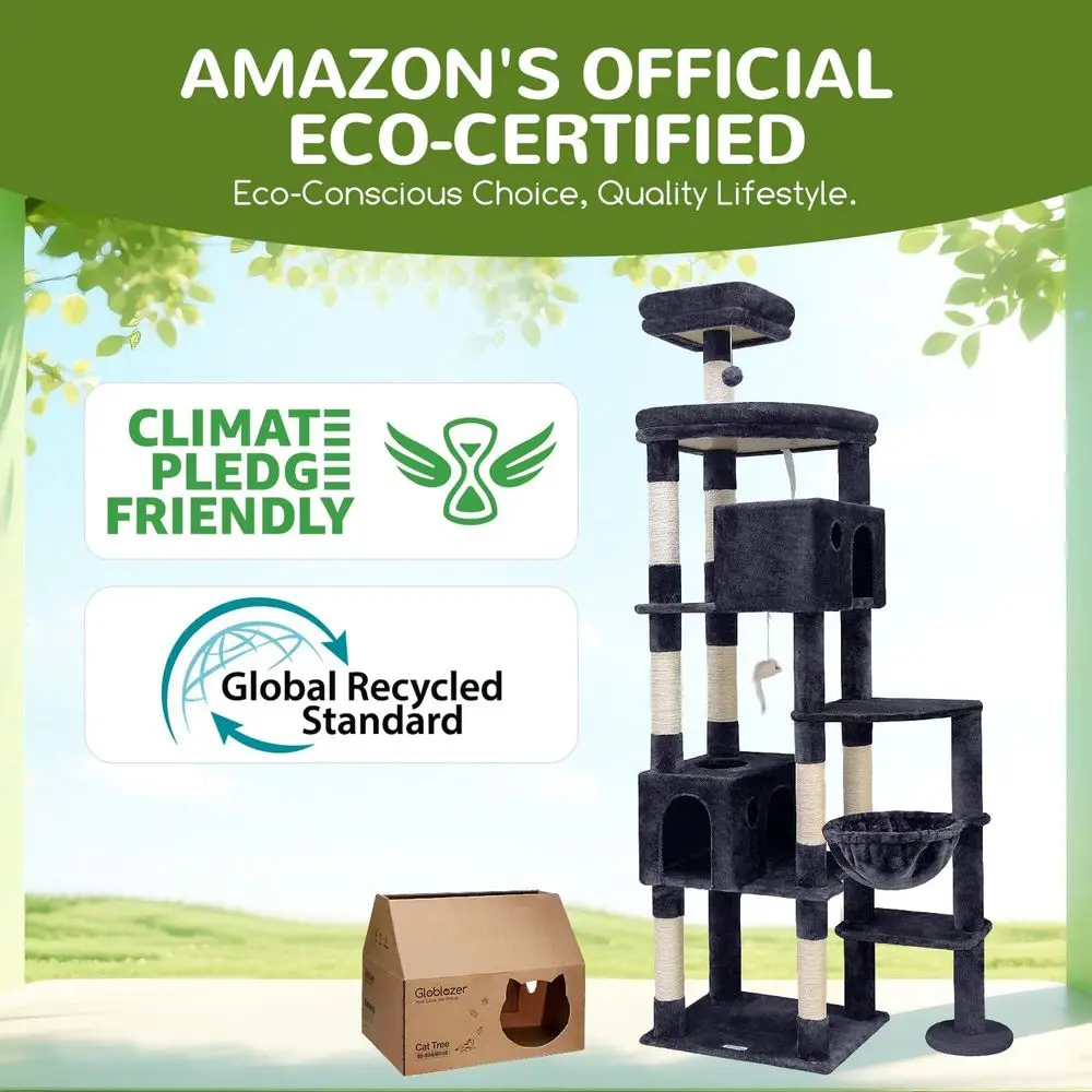 Extra-Large 83 Indoor Cat Tree with 9 Scratch Posts for Heavy Cats Over 20lbs, Dark Grey, F83