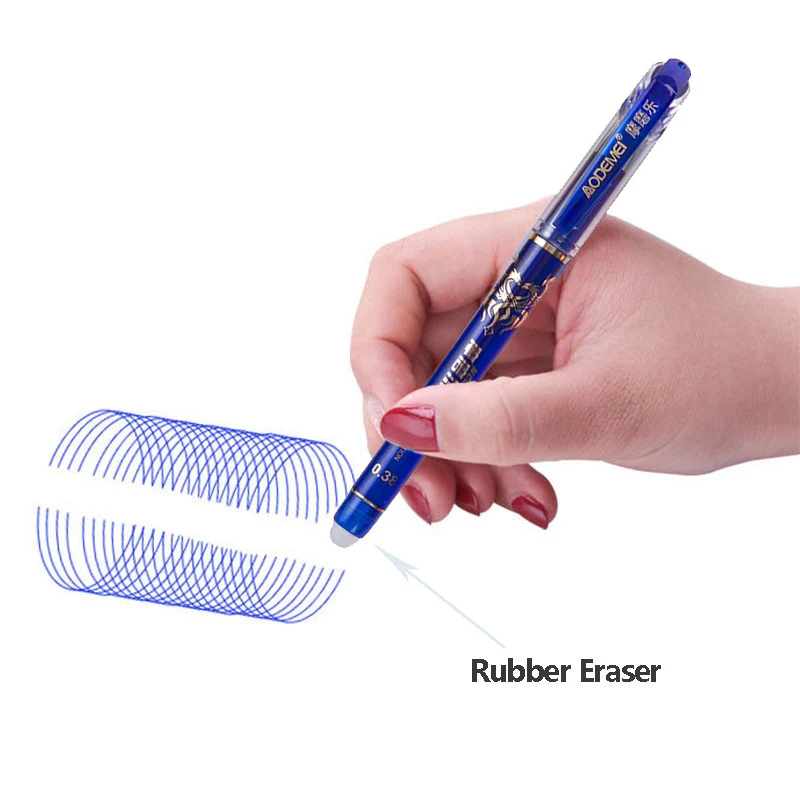 Imagem -04 - Conjunto de Canetas em Gel Apagável Papelaria para Escola e Escritório Tinta Azul Preta e Vermelha 80 Recargas Borracha 038 mm 85 Peças por Conjunto