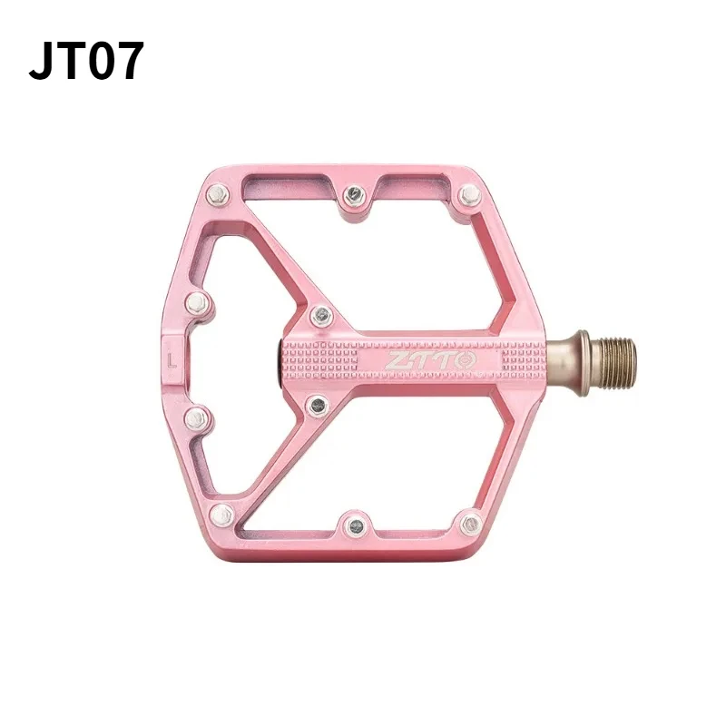 ZTTO JT07 MTB Road Bike CNC Aluminum Alloy Flat Pedal Pink Parts Smooth Bearings 9/16 Thread Large Area Strong Grip Pedals