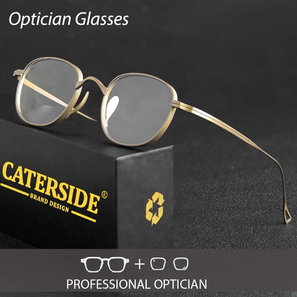 

CATERSIDE Retro Men's Optical Glasses Round Ultra Light Metal Titanium Customized Prescription Glasses Women's Daily Glasses