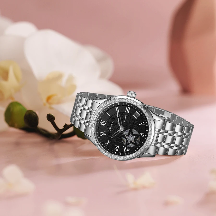 Deesio N95 Automatic Movement Mechanical Watch Women Luxury Top Band Waterproof High Quality Wristwatches Ladies Timepiece Gifts