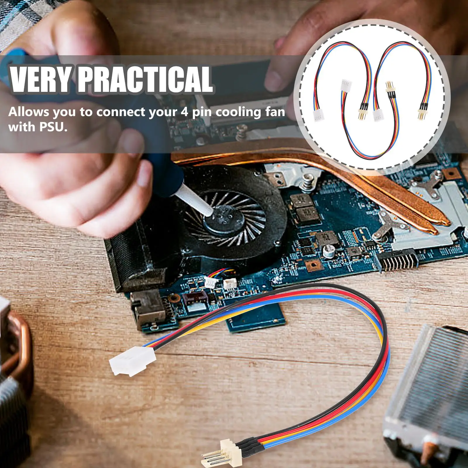 3 قطع مروحة تمديد كابل الطاقة الفاصل موصل محول حالة الكمبيوتر 4-Pin الحبل