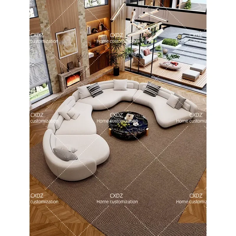Modern Bezier Curved Sofa Large Flat Floor Special Shaped Arc Design for Villa Living Room Contemporary Furniture