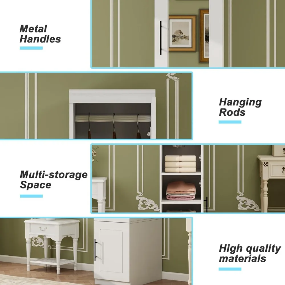 Гардеробный шкаф, шкаф для спальни с дверью, гардеробный шкаф с зеркалом, гардеробный шкаф с подвесным штангой, деревянный шкаф