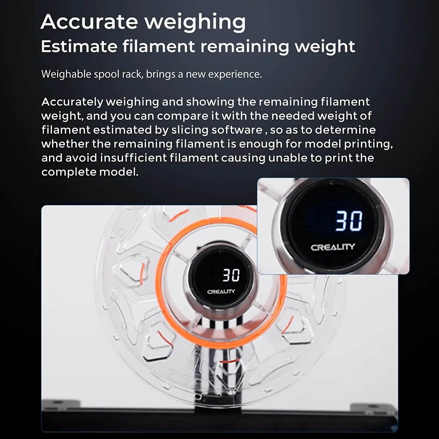 Creality 3D Digital Spool Rack Accurate Weighing Smooth Filament Feeding HD Display Wide Adaptability for All FDM 3D Printers