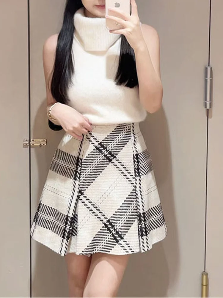 

Warm Furry Knitted Vest High Collar Svel Pure Color Japanese Sle Sweet Aosphere All Match Autumn Winter Women's Vest