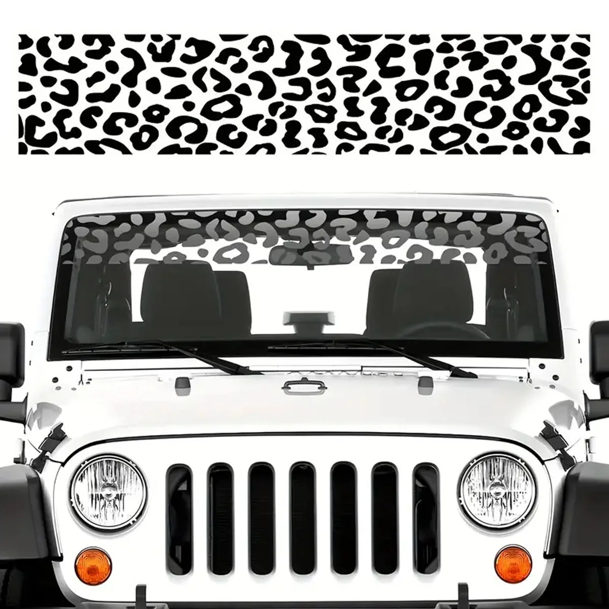 Car Front Windshield Leopard Print Sunshade Sticker Fashion Cheetah Pattern Decal Strip Leopard Print Car Sticker