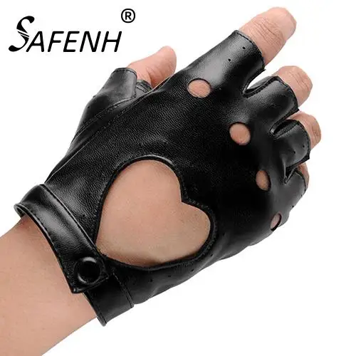 

Comfortable 1Pair Fashion Half Finger Driving Women Gloves PU Leather Fingerless Gloves For Women Black
