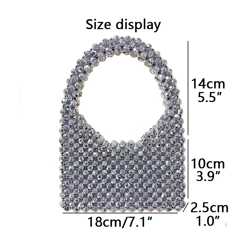 Summer Small Purse Bag Handbag for Women 2024 Designer Luxury Brand Fashion Ladies Bright Solid Color Handmade Bead Bag