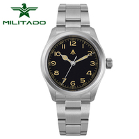 Militado ML08 V2 Vintage Quartz Watch Military VH31 Movement  Double Sapphire Crystal C3 BGW-9 Luminous Waterproof 38mm Watch