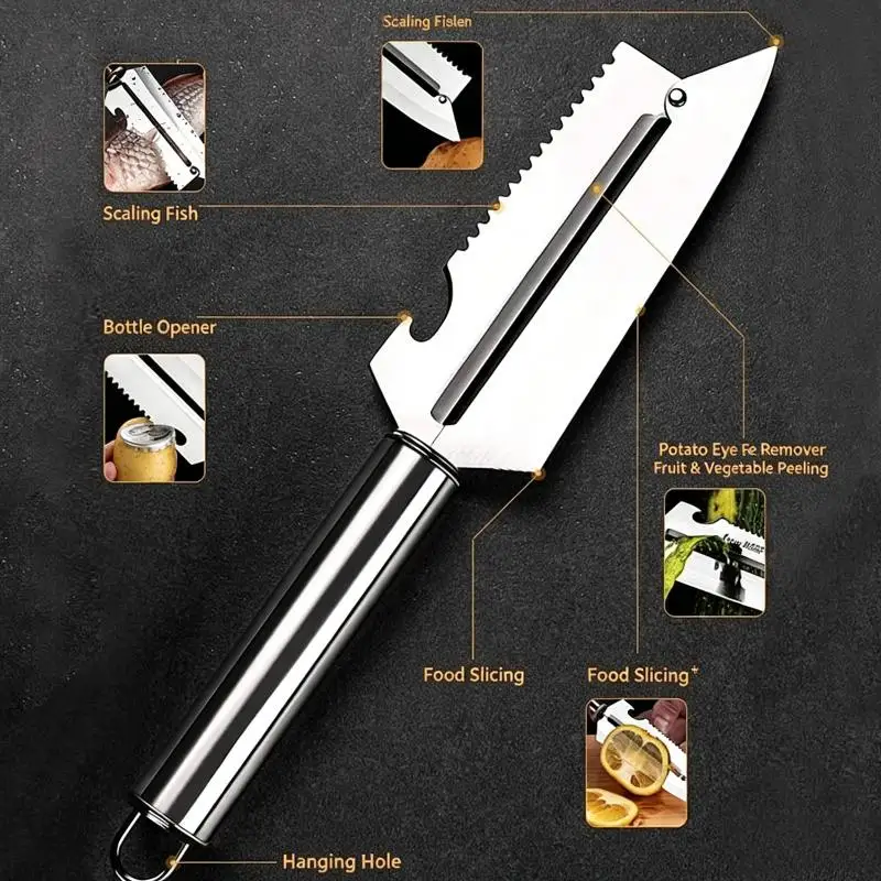 3 In1 Peeling Knife Stainless Steel Multifunctional Vegetable Fruit Peeler Cutter Easy Slicing for Home Kitchen Use