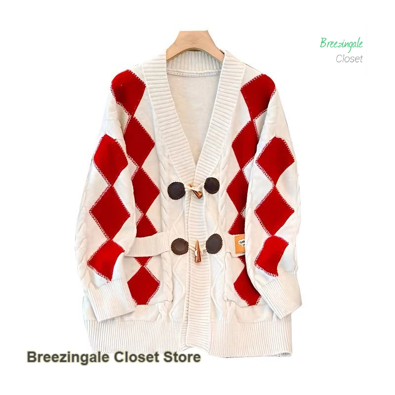 한국 스타일 캐주얼 패션 루즈 니트 가디건 여성 가을 겨울 신상 플러스 사이즈 분위기 있는 조커 스웨터 가디건 여성용