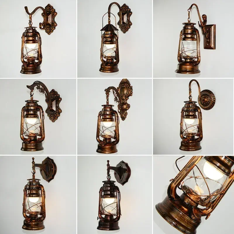 Retro wall lamp, antique horse lamp, creative corridor wall lamp, bar and restaurant decoration lamp
