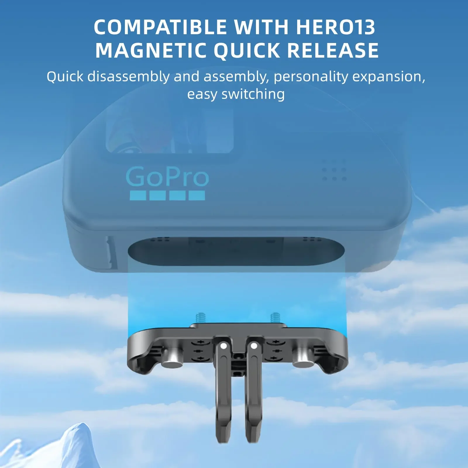 Полая быстросъемная база для Gopro Hero 9-12, дизайн громкоговорителя с разблокировкой, магнитный двойной конг + алюминиевый адаптер с резьбой 1/4 дюйма (Ac18)