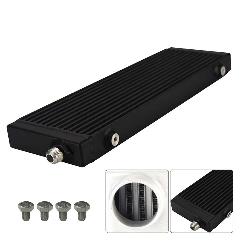 

Universal Large Bar and Plate Single Cross Flow Oil Cooler 18.5"x5.5"x1.58" Core 1PCS Black/Silver