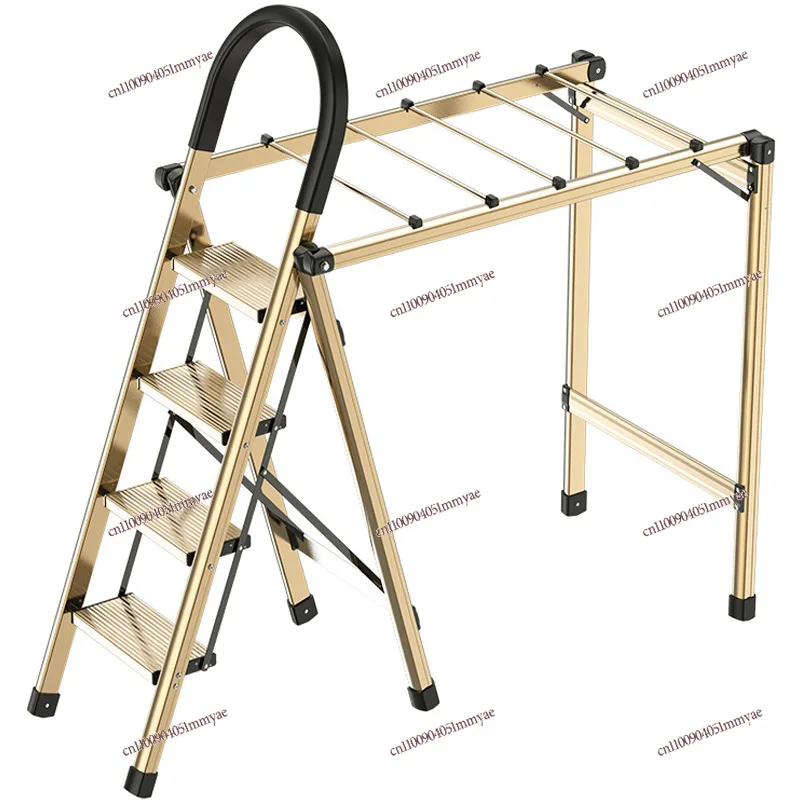 Thickened Aluminum Alloy Multi-Functional Folding A-Frame Step Ladder Dual Purpose Indoor Garment