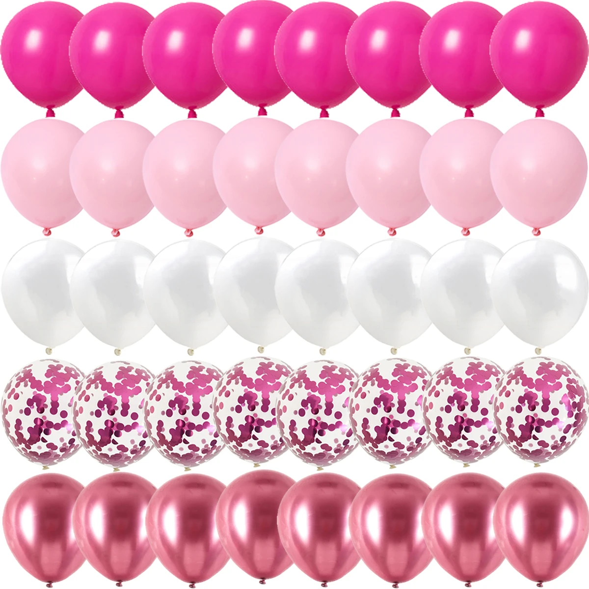 40PCS Baby Pink Rose Metal Gold Confetti Balloons Gender Reveal Wedding Valentine's Day Baby Shower Birthday Party Decorations