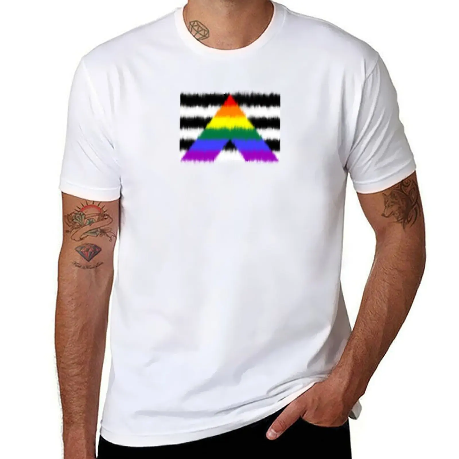 

Fuzzy Straight Ally Flag T-Shirt cotton t shirt pack t shirts for man pack white