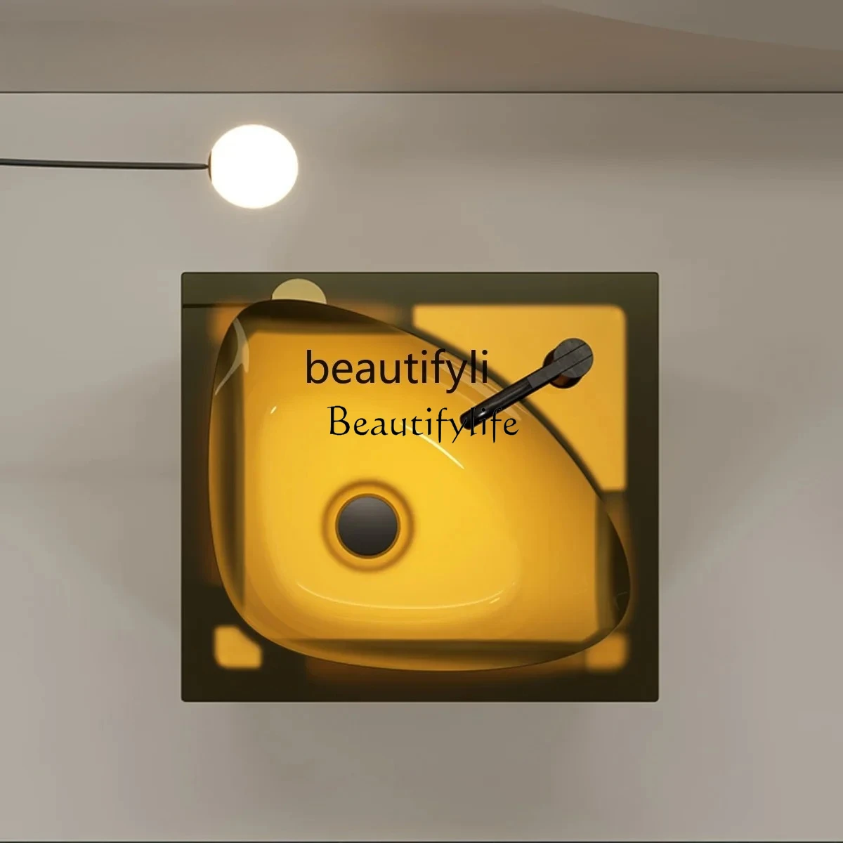 Column basin integrated floor-to-ceiling wash basin transparent resin hotel wash table customization