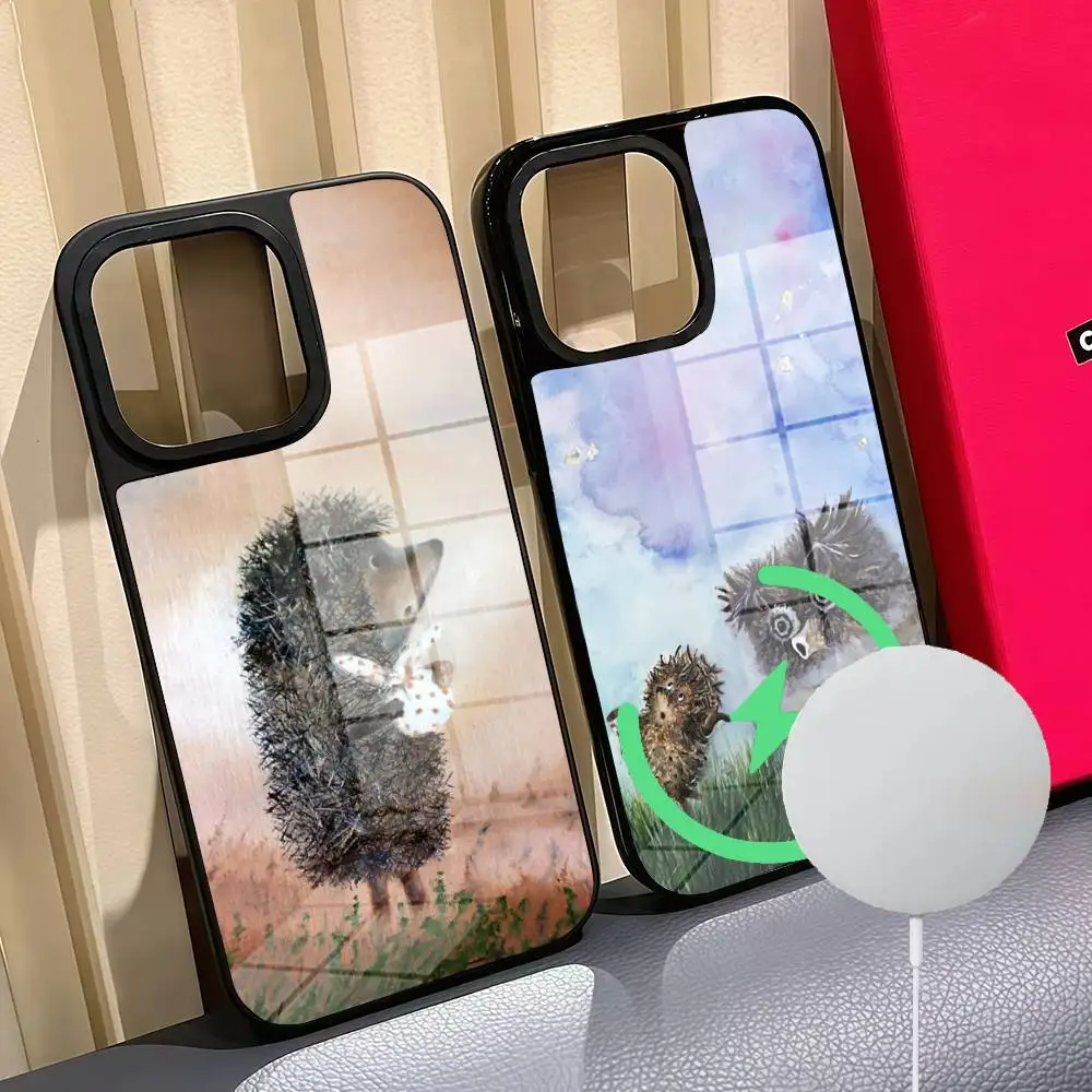 

Hedgehog In The Fog Phone Case For Iphone 16 15 14 12 11 13 Pro Max Mini Puls Magnetic Glass Cover