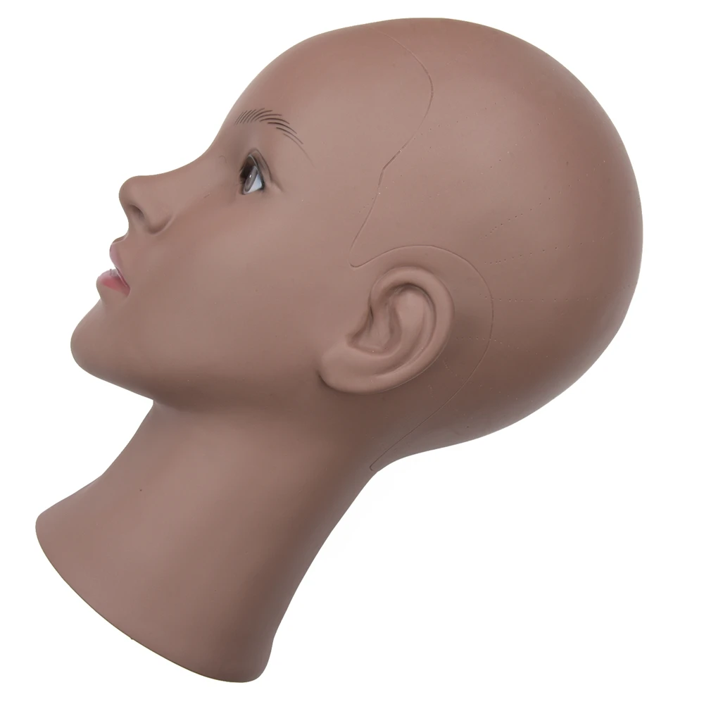 رأس عارضة أزياء أصلع بني أنثى/ذكر مستحضرات تجميل احترافية لصنع الشعر المستعار وعرض الشعر المستعار والنظارات والشعر #4