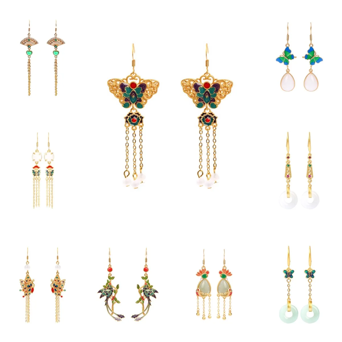 Ethnic Chinese Butterfly Earrings for Women Hollow Design Ancient Palace Style Enamel Luxury Jewelry Creative Long Tassel Gifts image 2