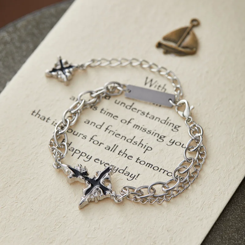 فاسق الأسود لهب سوار السيدات الرجال العصرية الهيب هوب مجوهرات خمر القوطية Y2K سحر Kpop الهدايا والاكسسوارات