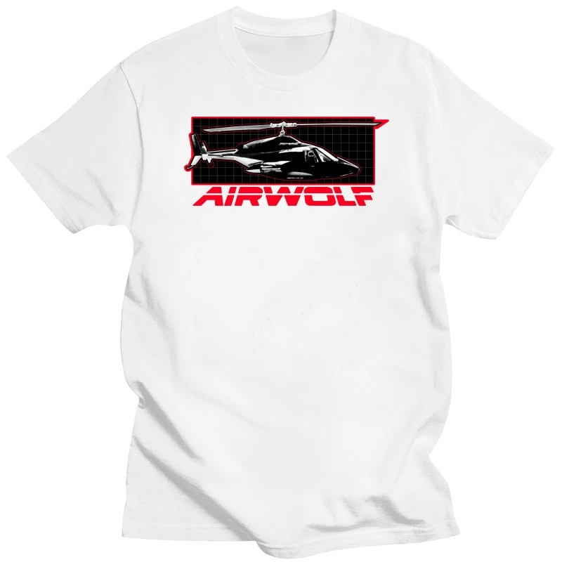 Tshirt men cotton tops Airwolf TV Series Air Wolf Helicopter on Grid Licensed Tee Shirt Black men t shirt euro size